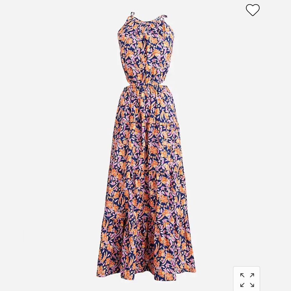Harbor side-cutout dress in painted block print